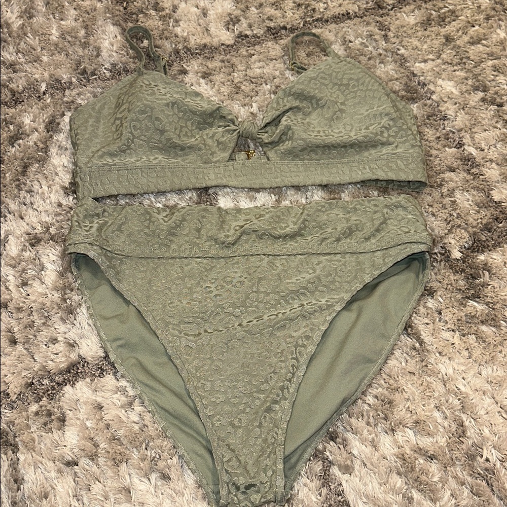 Green cheetah Bikini Set